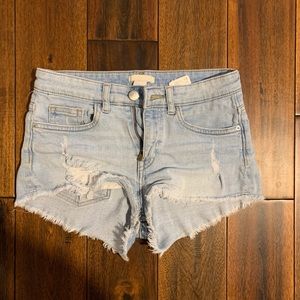Light blue denim shorts